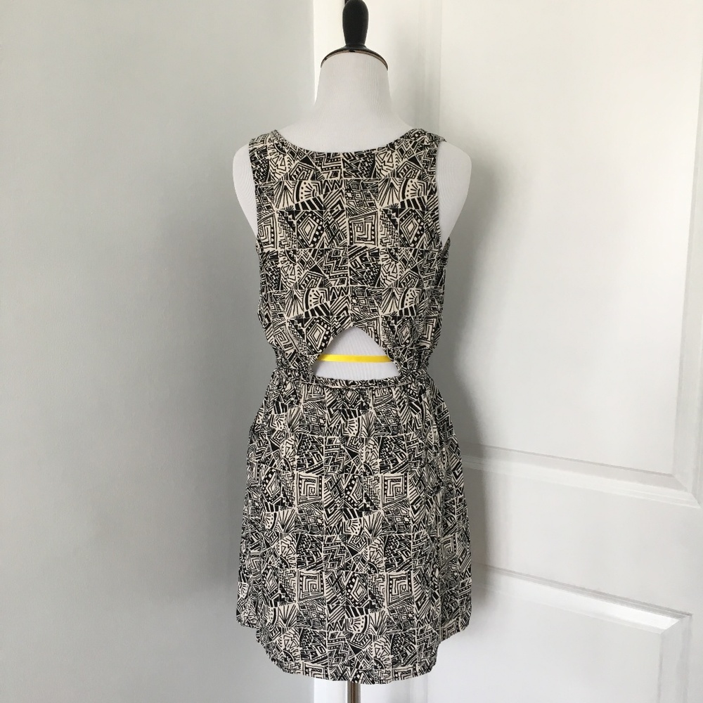 Cutout Back Tribal Print Dress